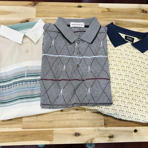 Lot of 3 Golf Polo Shirts Palmland Club Grand Slam Haggar Reseller Vintage 90s - Picture 1 of 13
